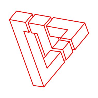 Optik illüzyon şekilleri. Logo. Optik sanat objesi. İmkansız bir rakam. Escher tarzı. Geometri. 