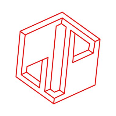 İmkânsız optik illüzyon şekilleri. Logo. Optik sanat objesi. İmkansız bir rakam. Kutsal geometri. 