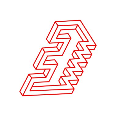 İmkânsız optik illüzyon şekilleri. Logo. Optik sanat objesi. İmkansız rakamlar. Escher tarzı. Geometri. Satır sanatı. 