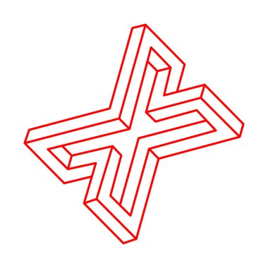 İmkânsız optik illüzyon şekilleri. Logo. Optik sanat objesi. İmkansız bir rakam. Gerçekdışı geometrik nesne. 