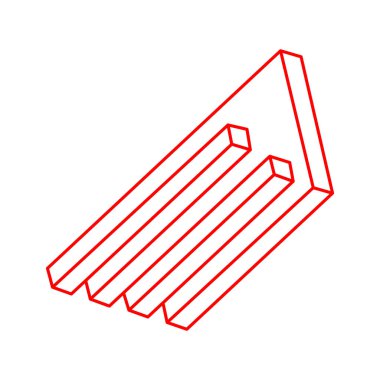 İmkansız şekiller, optik illüzyon figürü vektörü. Logo. Escher paradoksu. Optik sanat objesi. Geometri. 