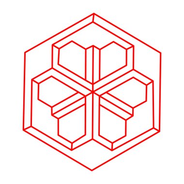 İmkansız şekiller. Logo. Optik yanılsama. Kutsal geometri figürleri. Soyut sonsuz geometrik nesne. İmkansız sonsuz özet. Optik sanat. Beyaz arkaplanda imkansız geometri şekli.