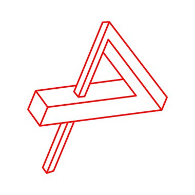 Optik yanılsama. İmkansız şekiller. Kutsal geometri figürü. Soyut sonsuz geometrik nesneler. Logo. İmkansız sonsuz özet. Optik sanat. Beyaz arkaplanda imkansız geometri şekli.