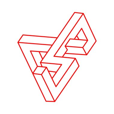İmkânsız optik illüzyon şekilleri. Optik sanat objeleri. İmkansız bir rakam. Logo. Gerçekdışı geometrik nesne. 