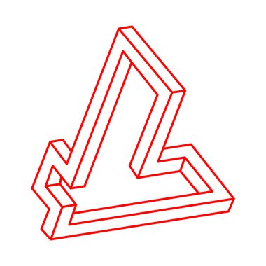 İmkansız bir şekil. Optik yanılsama. Kutsal geometri figürü. Soyut sonsuz geometrik nesne. İmkansız sonsuz özet. Optik sanat. Beyaz arka planda imkansız geometri şekli. Logo.