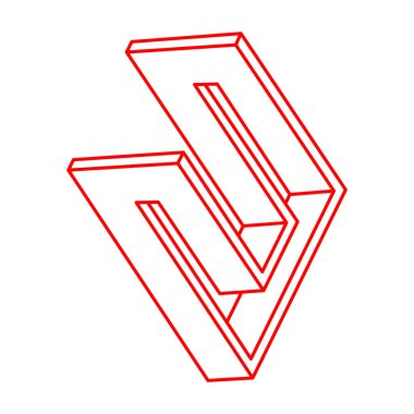 Optik illüzyon şekilleri. Optik sanat objeleri. İmkansız bir rakam. Escher tarzı. Logo. Geometri. 