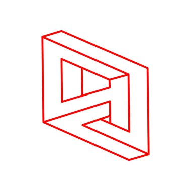 İmkânsız optik illüzyon şekilleri. Optik sanat objesi. İmkansız bir rakam. Gerçekdışı geometrik nesneler. Logo. 