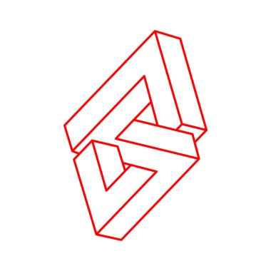 İmkansız şekiller. Çizgi tasarımı. Beyaz bir arka planda izole edilmiş. Vektör çizimi. Optik yanılsama objeleri. Optik sanat. Logo. 