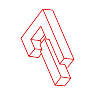 İmkânsız optik illüzyon şekilleri. Optik sanat objeleri. İmkansız bir rakam. Çizgi çalışması. Logo. 