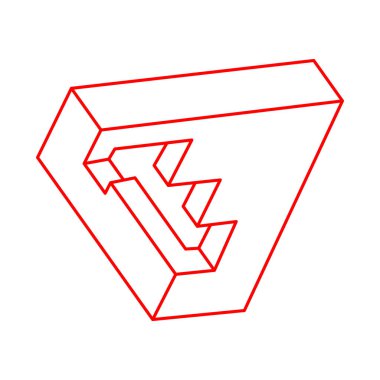 İmkansız şekil, optik illüzyon, vektör. Optik sanat objeleri. Geometrik şekil. Logo. 