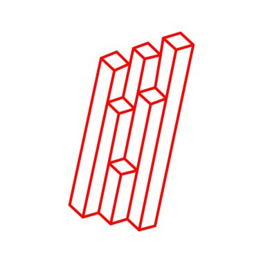 İmkânsız optik illüzyon şekilleri. Optik sanat objeleri. İmkansız bir rakam. Geometri. Logo. 