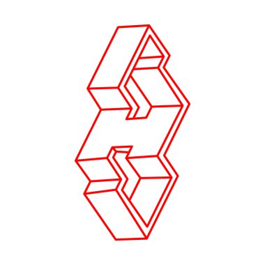 İmkansız şekiller. Kutsal geometri figürleri. Optik yanılsama. Soyut sonsuz geometrik nesneler. İmkansız sonsuz özet. Çizgi çalışması. Optik sanat. Beyaz arkaplanda imkansız geometri şekli.