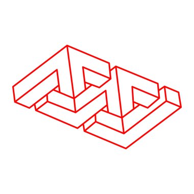 İmkânsız optik illüzyon şekilleri. Optik sanat objeleri. İmkansız bir rakam. Çizgi çalışması. Gerçekdışı geometrik nesneler. 