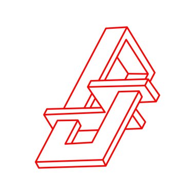 İmkansız şekiller. Kutsal geometri figürleri. Optik yanılsama. Soyut sonsuz geometrik nesne. İmkansız sonsuz özet. Optik sanat. Beyaz arka planda imkansız geometri şekli. Escher tarzı.