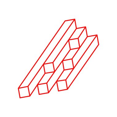 İmkansız bir şekil. Kutsal geometri figürleri. Optik yanılsama. Soyut sonsuz geometrik nesneler. İmkansız sonsuz özet. Optik sanat. Beyaz arka planda imkansız geometri şekli. Escher tarzı.