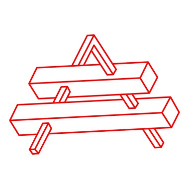 İmkânsız optik illüzyon şekilleri. Logo. Optik sanat objesi. İmkansız rakamlar. Çizgi çalışması. Gerçekdışı geometrik nesneler. 