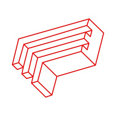 İmkansız şekiller. Kutsal geometri figürü. Optik yanılsama. Soyut sonsuz geometrik nesneler. İmkansız sonsuz özet. Logo. Beyaz arka planda imkansız geometri nesnesi. Optik sanat.