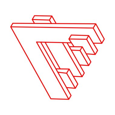 İmkansız bir nesne. Logo. Optik illüzyon şekilleri. 3 boyutlu illüstrasyon. Geometrik şekiller. Optik sanat. 