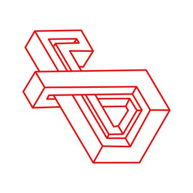Optik illüzyon şekilleri, gerçek dışı geometrik nesneler vektörü. İmkansız bir rakam. Kutsal geometri. Logo. 