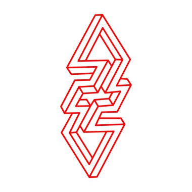 İmkansız nesneler. Optik illüzyon şekilleri. 3 boyutlu illüstrasyon. Geometrik şekil. 