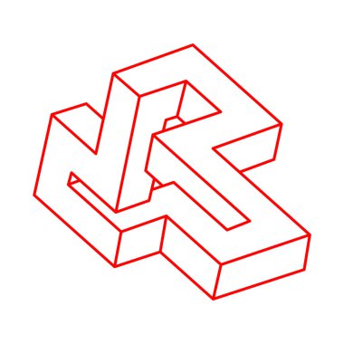 İmkânsız optik illüzyon şekilleri. Optik sanat objeleri. İmkansız bir rakam. Logo. Escher tarzı. Geometri. 