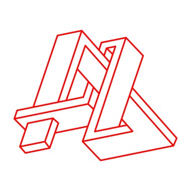 İmkânsız optik illüzyon şekilleri. Optik sanat objeleri. İmkansız bir rakam. Escher tarzı. Geometri. 