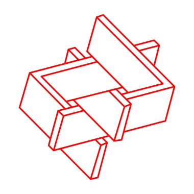 İllüzyon şekilleri. Üç boyutlu geometri. Optik illüzyon figürü. Kutsal geometri. Logo. 