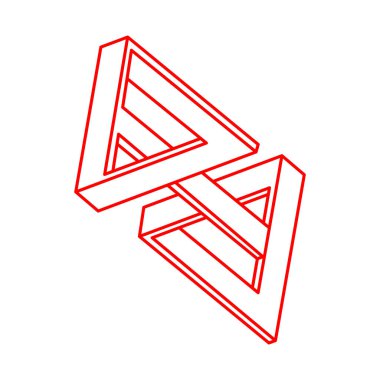 İmkansız nesneler. Optik illüzyon şekilleri. Logo. 3 boyutlu illüstrasyon. Geometrik şekil. 