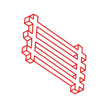 İmkansız şekiller. Kutsal geometri figürü. Optik yanılsama. Soyut sonsuz geometrik nesne. İmkansız sonsuz özet. Optik sanat. Beyaz arka planda imkansız geometri şekli. Logo.