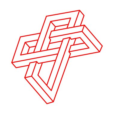 Gerçekdışı geometrik şekiller. Optik illüzyon şekilleri. İmkansız nesneler. Optik sanat figürü. Çizgi çalışması. Kutsal geometri. Logo. 