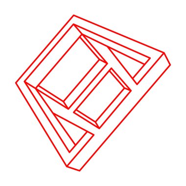 Optik illüzyon şekilleri. Optik sanat objeleri. İmkansız bir rakam. Escher tarzı. Geometri. 