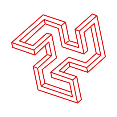 İmkânsız şekiller logo tasarımı, optik illüzyon nesneleri. Optik sanat. Kutsal geometri figürleri. 