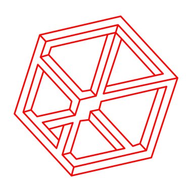 İmkânsız optik illüzyon şekilleri. Optik sanat objeleri. Gerçek dışı geometrik. İmkansız bir rakam. Satır sanatı. 