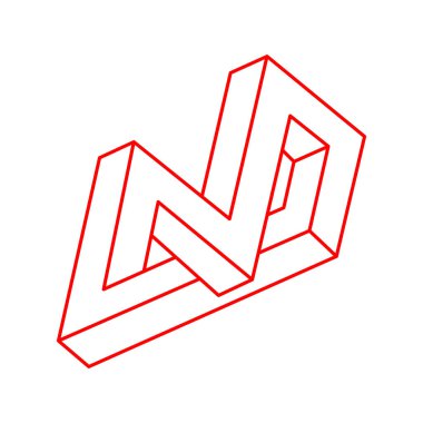 İllüzyon şekilleri. Üç boyutlu geometri. Logo. Optik illüzyon figürü. Kutsal geometri nesneleri. 