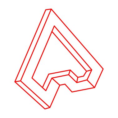 İmkansız şekiller. Optik yanılsama. Kutsal geometri figürü. Soyut sonsuz geometrik nesneler. Logo. İmkansız sonsuz özet. Optik sanat. Beyaz arkaplanda imkansız geometri şekli.