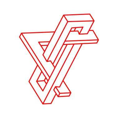 İmkânsız optik illüzyon şekilleri. Logo. Optik sanat objeleri. İmkansız bir rakam. Çizgi çalışması. Gerçek dışı geometri. 