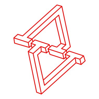 Optik illüzyon şekilleri. Optik sanat objeleri. Logo. İmkansız rakamlar. Escher tarzı. Geometri. 