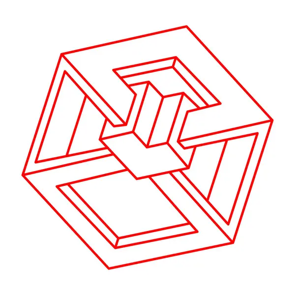 İmkansız şekiller. Kutsal geometri figürü. Optik yanılsama. Soyut sonsuz geometrik nesneler. İmkansız sonsuz özet. Optik sanat. Beyaz arka planda imkansız geometri şekli. Escher tarzı.