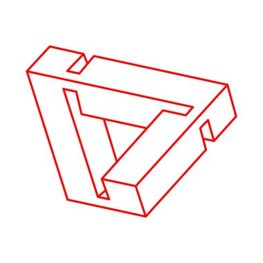 İmkansız bir şekil. Kutsal geometri. Optik illüzyon figürü. Soyut sonsuz geometrik nesne. İmkansız sonsuz ana hat logosu. Optik sanat. Beyaz arka planda imkansız geometri sembolü. Satır sanatı.