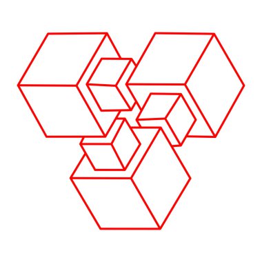 İmkânsız optik illüzyon şekilleri. Logo. Optik sanat objeleri. İmkansız rakamlar. Kutsal geometri. 