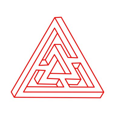 İmkânsız optik illüzyon şekilleri. Logo. Optik sanat objeleri. İmkansız bir rakam. Çizgi çalışması. Gerçek dışı geometrik üçgen. 