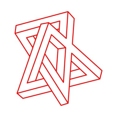 İmkansız nesneler. Logo. Optik illüzyon şekilleri. 3 boyutlu illüstrasyon. Geometrik şekil. Optik sanat. 