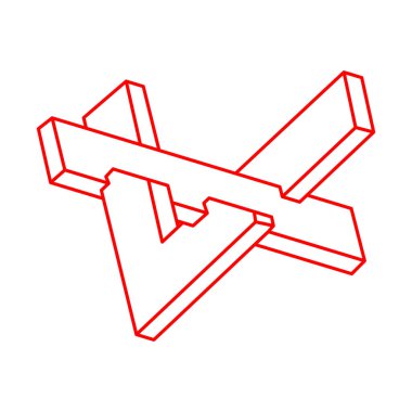 İmkânsız optik illüzyon şekilleri. Optik sanat objeleri. İmkansız rakamlar. Çizgi çalışması. Logo. Geometri. 