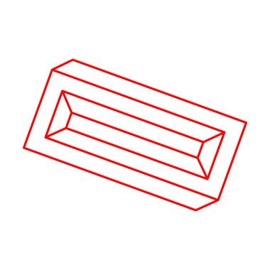 İmkansız şekiller. Kutsal geometri figürleri. Optik yanılsama. Soyut sonsuz geometrik nesneler. İmkansız sonsuz ana hatları. Operasyon sanatı. Beyaz arka planda imkansız geometri şekli. Satır sanatı.