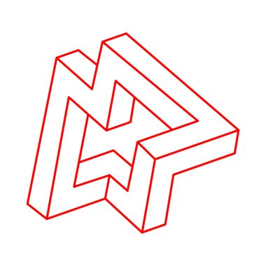 İmkansız nesneler. Logo. Çizgi geometrik şekiller. Optik illüzyon figürleri. Geometri. 