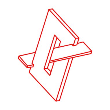 İmkansız şekil, optik illüzyon, vektör. Logo. Optik sanat objeleri. Geometrik şekil. 