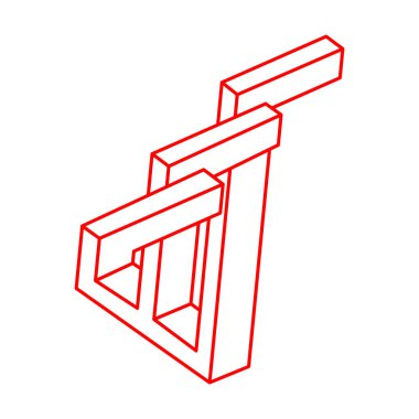 İmkânsız optik illüzyon şekilleri. Logo. Optik sanat objeleri. İmkansız rakamlar. Çizgi çalışması. Geometri. 