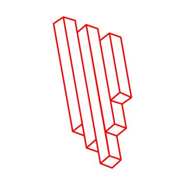 İmkansız şekiller. Logo. Optik yanılsama. Kutsal geometri. Soyut sonsuz geometrik nesneler. Optik sanat. Beyaz arka planda imkansız geometri sembolü. Çizgi çalışması. Escher tarzı.