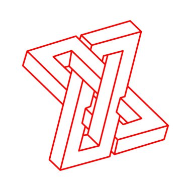 İmkânsız optik illüzyon şekilleri. Optik sanat objeleri. Logo. İmkansız bir rakam. Kutsal geometri. 