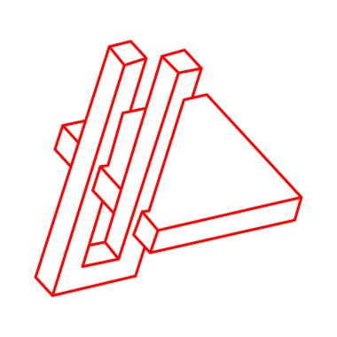 İmkansız şekiller. Optik yanılsama. Soyut sonsuz geometrik nesneler. İmkansız sonsuz özet. Logo. Beyaz arka planda imkansız geometri sembolü. Optik sanat.